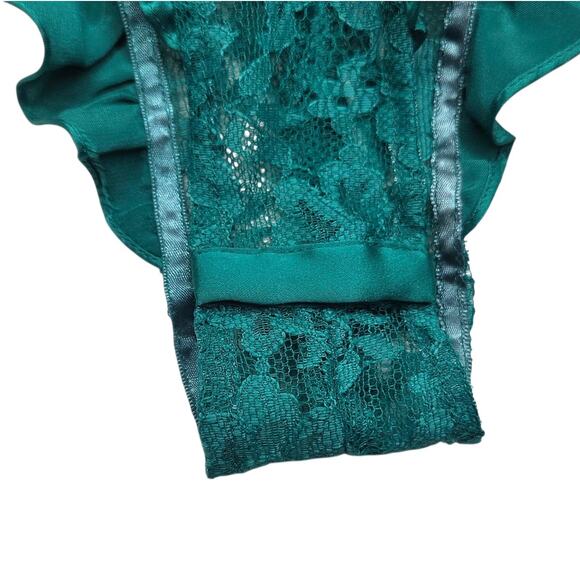 Victorias Secret Vintage Gold Label Floral Sheer Lace Small Green Teddy Lingerie - Picture 7 of 14